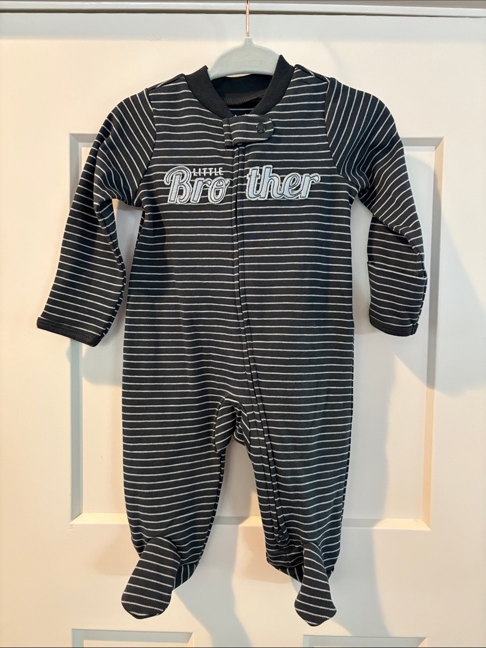 Carter’s Little Brother Striped Footie One-Piece - Blue Light Blue 0-3 Months